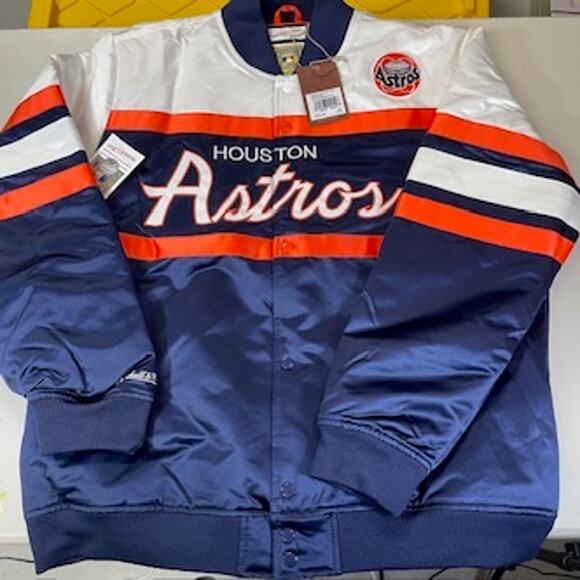 Houston Astros Mitchell & Ness Special Script Heavyweight Satin Jacket - Picture 1 of 2
